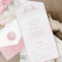 Elegant Monogram and Dusty Rose Watercolor Wedding