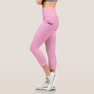 Elegant Monogram and Name on Pink Capri Leggings