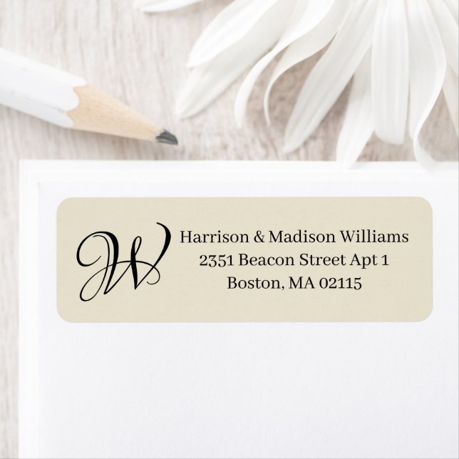 Elegant Monogram antique white and black address (Insitu)