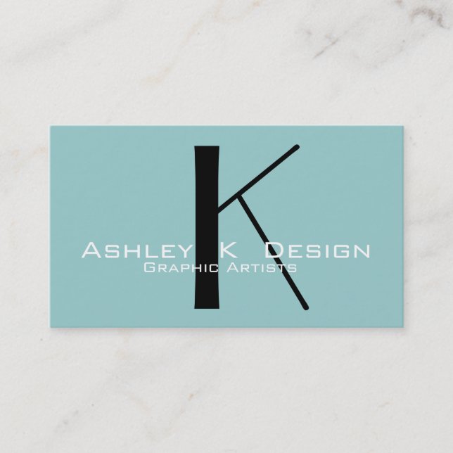 Elegant Monogram Aqua Customisable Business Card (Front)