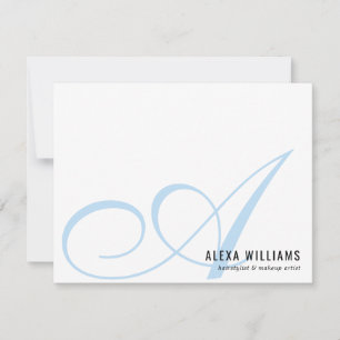 Elegant Monogram Baby Blue Simple Business Card
