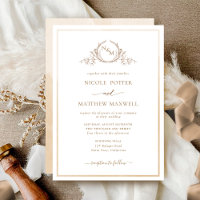 Elegant Monogram Beige Cream Watercolor Wedding In
