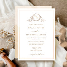 Elegant Monogram Beige Cream Watercolor Wedding In
