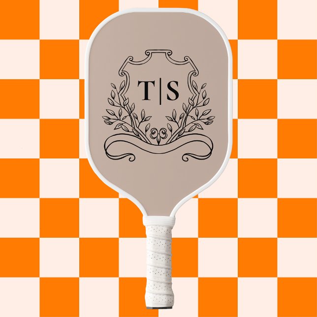 Elegant Monogram Beige Custom Classic Pickleball Paddle (Elegant Monogram Beige Custom Classic Pickleball Paddle)