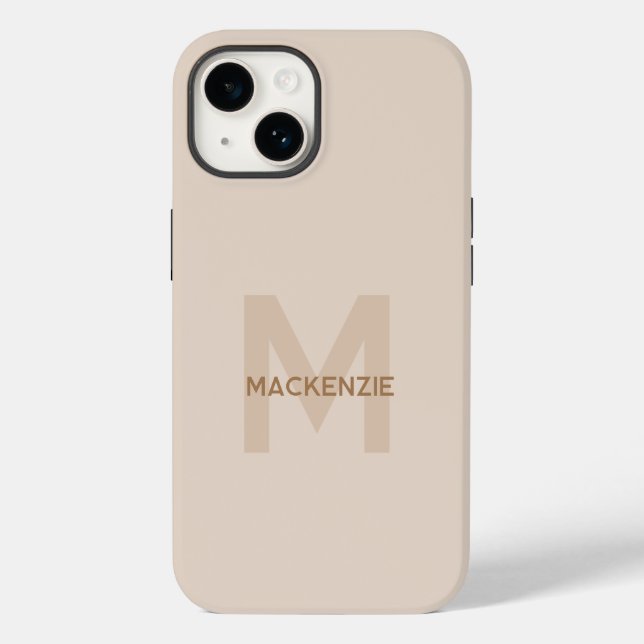 Elegant Monogram Beige Gold Modern Typography Name Case-Mate iPhone Case (Back)