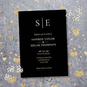 Elegant Monogram Black And Gold Wedding