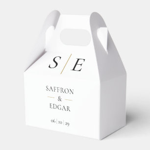 Elegant Monogram Black And Gold Wedding Favour Box