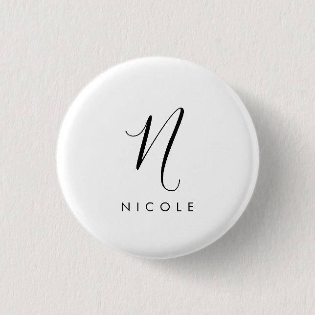 Elegant Monogram Black and White 3 Cm Round Badge (Front)
