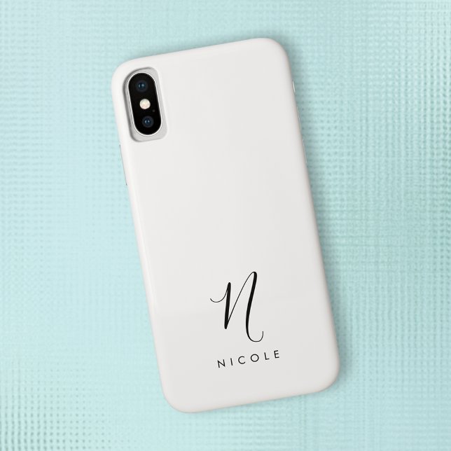 Elegant Monogram Black and White Case-Mate iPhone Case (Creator Uploaded)