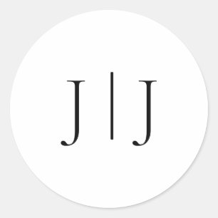 Elegant Monogram Black and White Classic Round Sticker