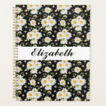 Elegant Monogram Black and White  Daisy Pattern   Planner<br><div class="desc">A lovely black and white daisy floral pattern that you can add your name to!</div>