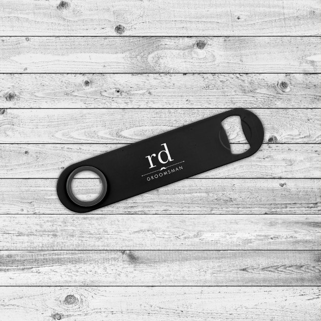 Elegant Monogram Black and White Groomsmen Gift  (Creator Uploaded)