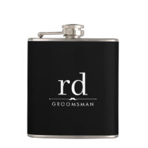 Elegant Monogram Black and White Groomsmen Gift