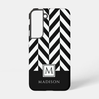 Elegant Monogram Black And White iPhone 15 Case