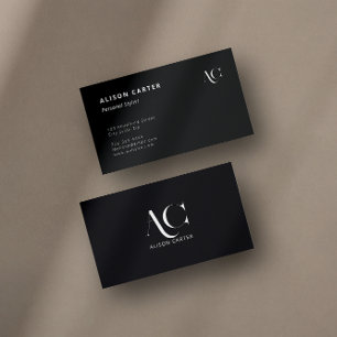 Elegant Monogram Black and White   Modern Minimal Business Card