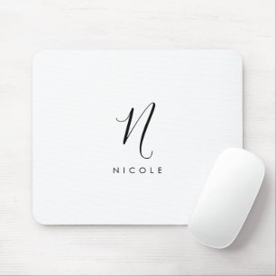 Elegant Monogram Black and White Mouse Mat