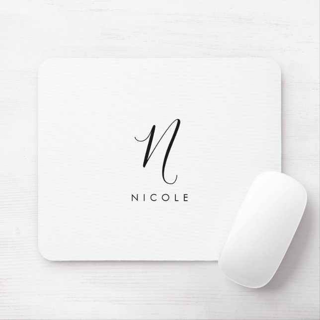 Elegant Monogram Black and White Mouse Mat (With Mouse)