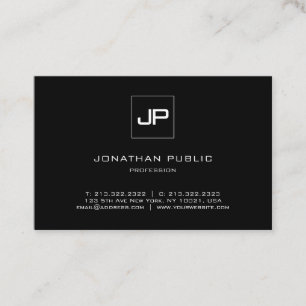Elegant Monogram Black And White Professional Top Business Card