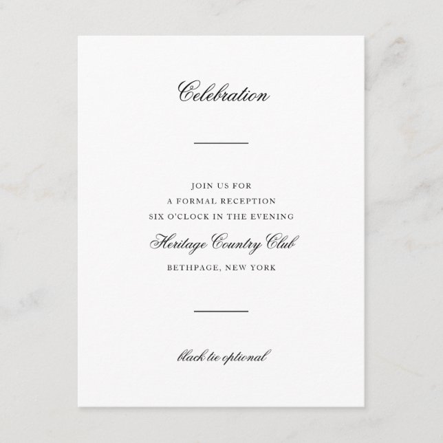 Elegant Monogram Black and White Script Wedding Enclosure Card (Front)