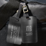 Elegant Monogram Black Brushed Metallic  Luggage Tag<br><div class="desc">Elegant Monogram Black Brushed Metallic Luggage Tag.</div>