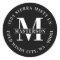 Elegant Monogram Black Circular Return Address