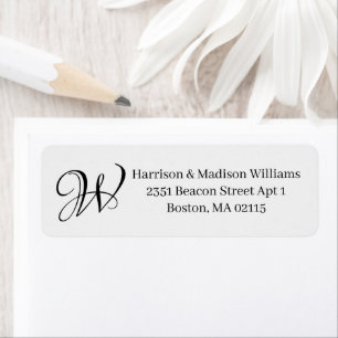 Elegant Monogram black eggshell Return Address