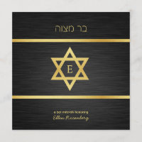Elegant Monogram Black & Gold Bat mitzvah