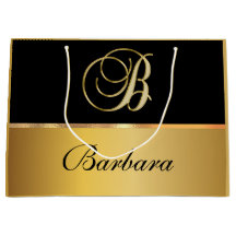 Elegant Monogram Black Gold Elegant Script Name