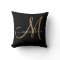 Elegant Monogram Black Gold Name  Throw Pillow