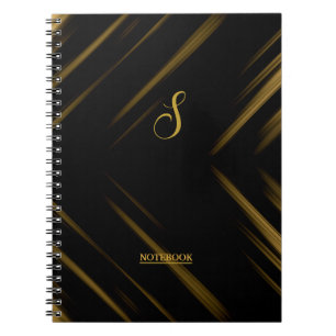 Elegant Monogram Black & Gold Pattern Notebook