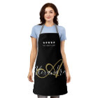 Elegant Monogram Black Gold Script Best Chef Name 