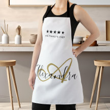 Elegant Monogram Black Gold Script Best Chef Name 