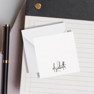 Elegant Monogram Black Gold Script Card