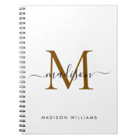 Elegant Monogram Black Gold Script Office School