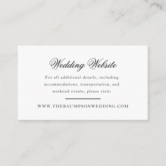 Elegant Monogram Black Script Small Website Enclosure Card (Front)