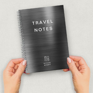 Elegant Monogram Black Travel Notebook
