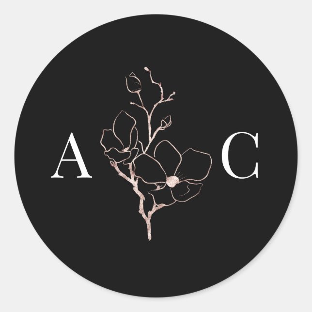 Elegant Monogram Black Wedding Envelope Seals (Front)