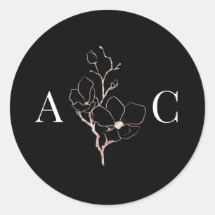 Elegant Monogram Black Wedding Envelope Seals