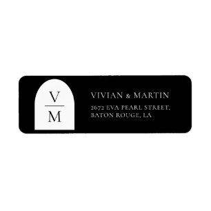 Elegant Monogram Black Wedding Return Address