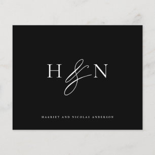 Elegant Monogram Black Wedding Thank You Card
