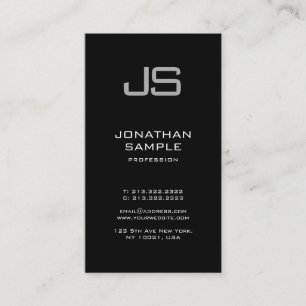 Elegant Monogram Black White Minimalist Plain Business Card