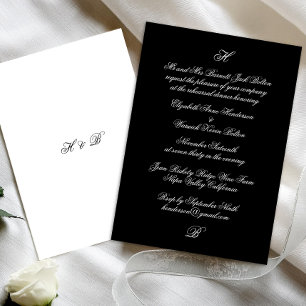 Elegant Monogram Black & White Rehearsal Dinner Invitation
