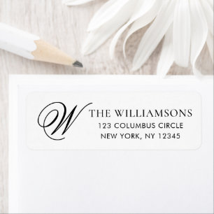 Elegant Monogram Black White Return Address