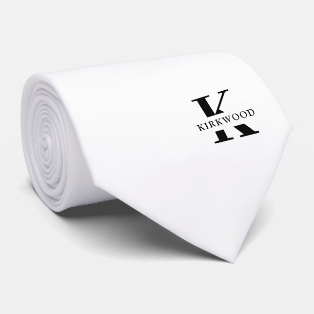 Elegant Monogram | Black White Tie (Rolled)