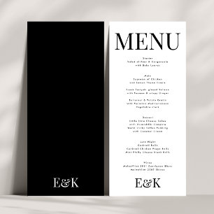 Elegant Monogram Black White Wedding BOLD BIG Menu