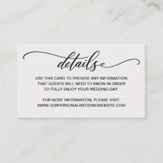 Elegant Monogram Black White Wedding Details Enclosure Card