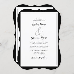 Elegant Monogram Black & White Wedding Invitation