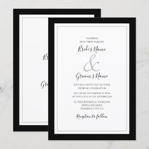 Elegant Monogram Black & White Wedding Invitation