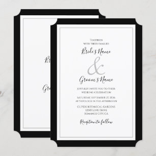 Elegant Monogram Black & White Wedding Invitation