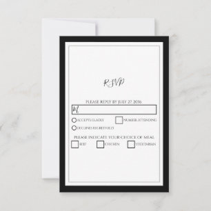 Elegant Monogram Black & White Wedding RSVP Card